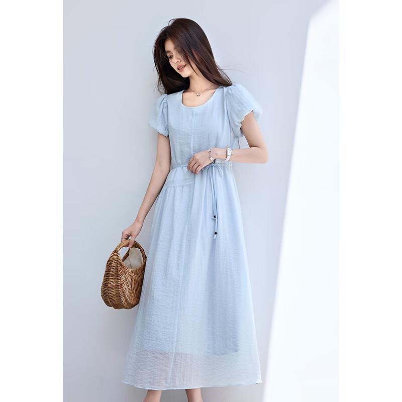 VICTORIA&VERA French Romantic Puff Sleeve Midi Dress