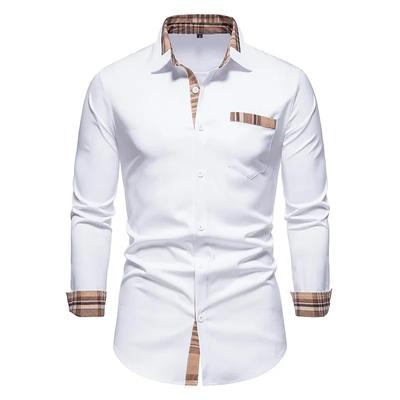 Männer Casual Plaid Kragen Langarm Formale Hemd Slim Fit Schnalle Up Social Shirts Für Männer Bluse
