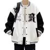 Men's Trendy Loose-Fit Baseball Jacket with Letter Print - Spring/Autumn Hong Kong Style