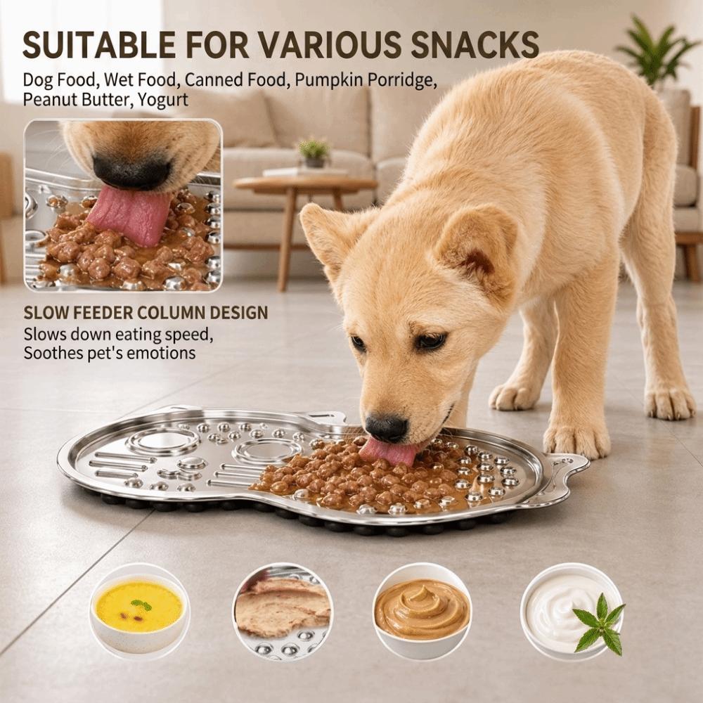 Non‑slip Lick Pad Anti‑choking Dog Enrichment Feeder New Stainless Steel Lick Mat Dogs & Cats,