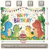Vibrant Cartoon Dinosaur Birthday Backdrop Kids Dino Party Scene Photography Background Cloth