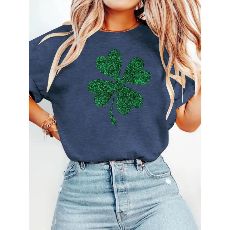 Women's Round-neck Fashionable Top T-shirt with Loose Short Sleeves