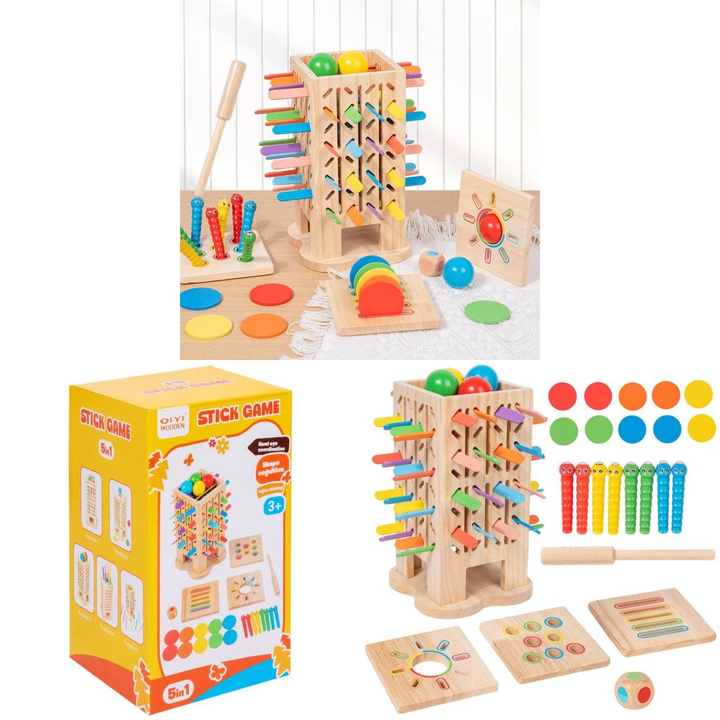 Wooden 5in1 Stack And Balance Game For Kids Educational Family Fun