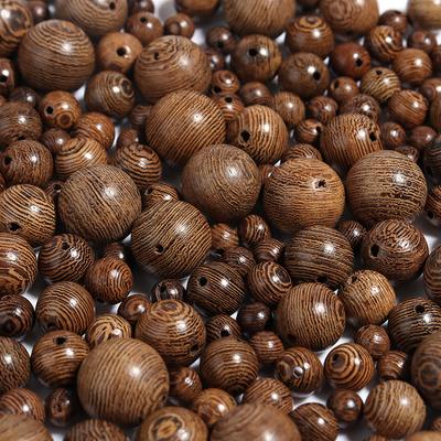 20-100 Stück 6 8 10 12 15mm Natürliche Holzperlen Brauner Streifen Runde Lose Perlen Für Schmuckherstellung DIY Armband Halskette Zubehör