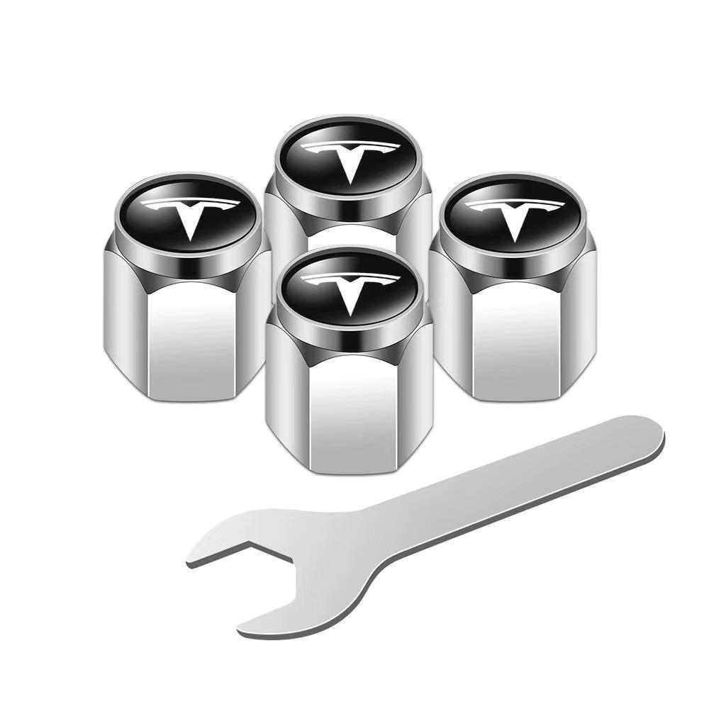 

4Pcs Metal Car Wheel Tire Valve Stem Dust Cap Accessories For Tesla Model 3 Y S X 2021 Roadster Cybertruck Juguete