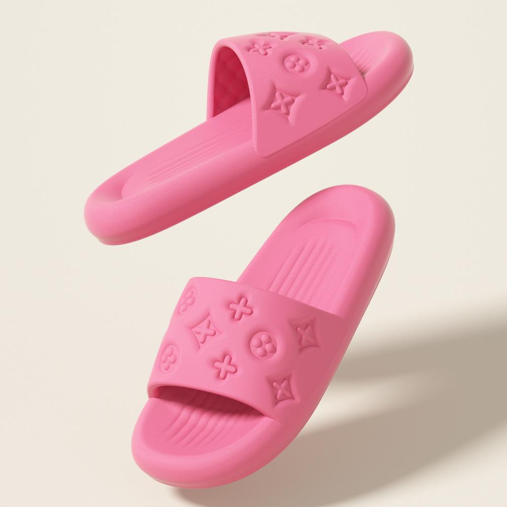 High sense fashion cool slippers women's summer slippers step on shit feeling thick bottom bathroom non-slip deodorant small flower eva slippers