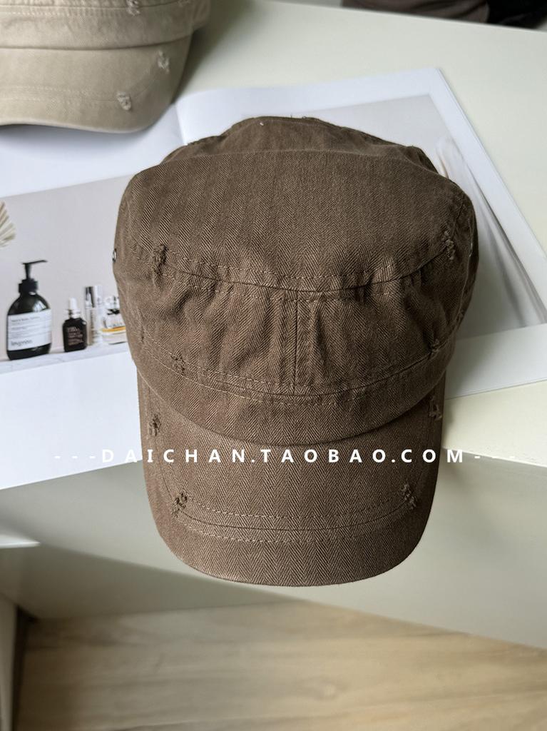 Korean Style Distressed Ripped Black Baseball Cap for Women, Oversized, Extra Deep, Wide Brim, Face-slimming, Vintage, Versatile, Duckbill Cap