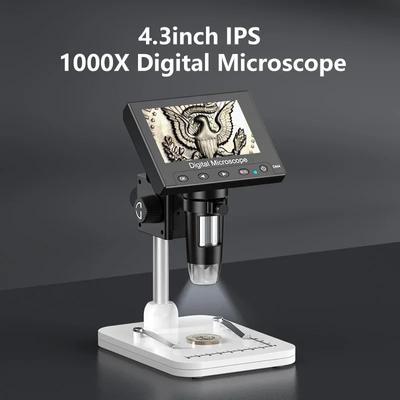 4.3 Inch Digital Microscope 1080P 50-1000x Coin Microscopio 2000mAh Soldering Microscope for Electronics Repair PCB PC Laptop