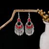 Bohemian fringed turquoise earrings, retro few earrings, personalized temperament earrings.