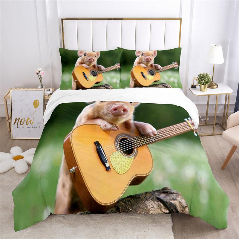 Pig Duvet Cover 2/3Pcs Lovely Animal Printed Bedding Set Cute Pet Comforter Cover King For Kids Boys Girl Children Bedroom Decor