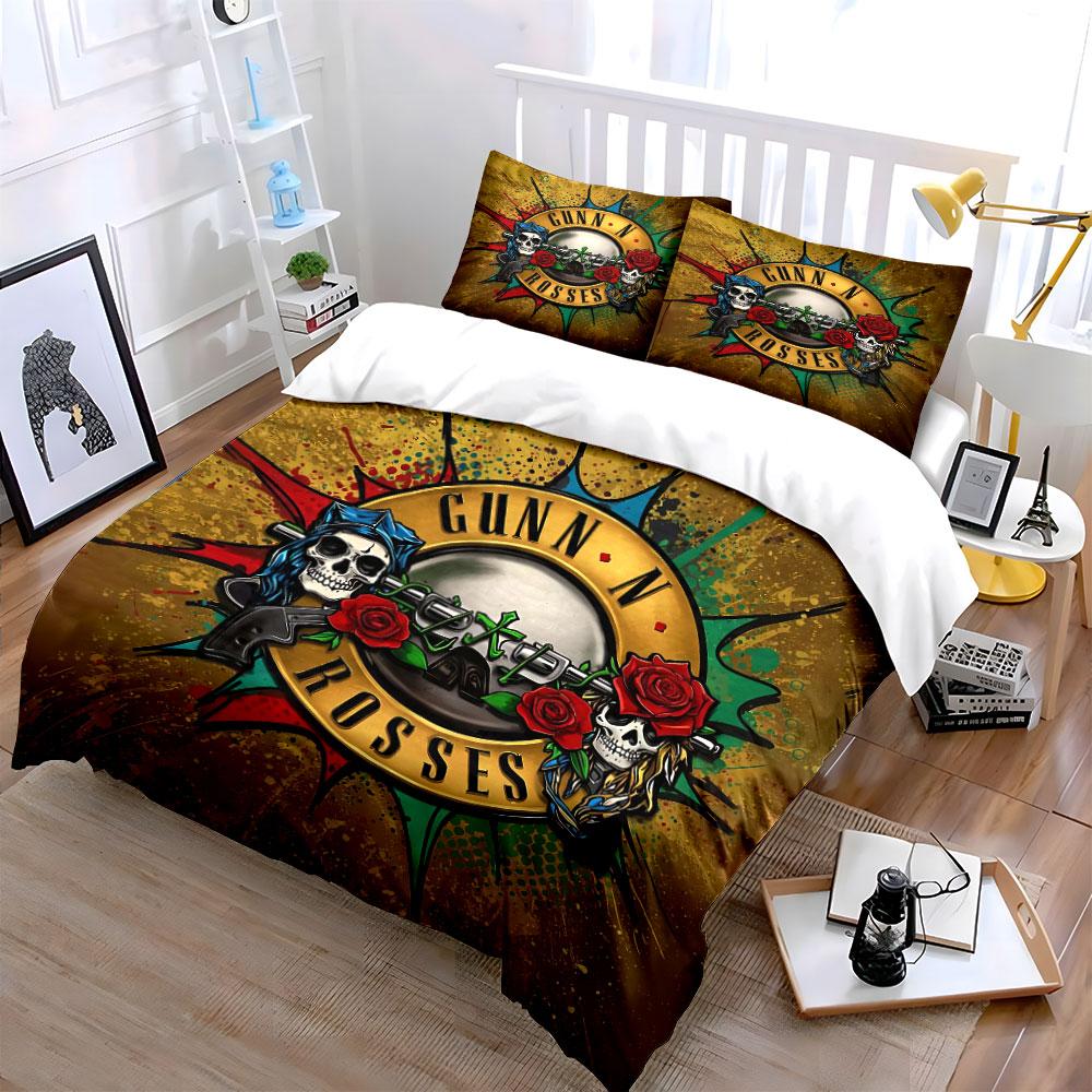 Skull and Roses Graphic Print Bedding Duvet Cover Set Duvet Cover Pillowcases (1*Duvet Cover 2*Pillowcases, without duvet insert)