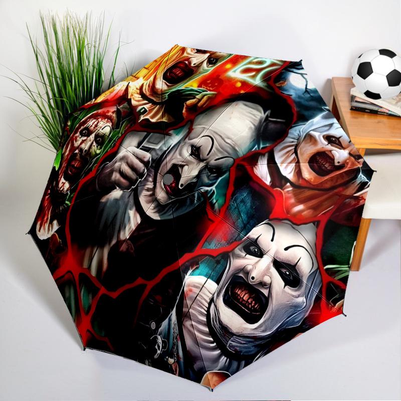 Clown Horror Umbrella Folding Umbrella, Automatic Umbrella 8-Frame for Travel, Camping Use Gift for Halloween Christmas