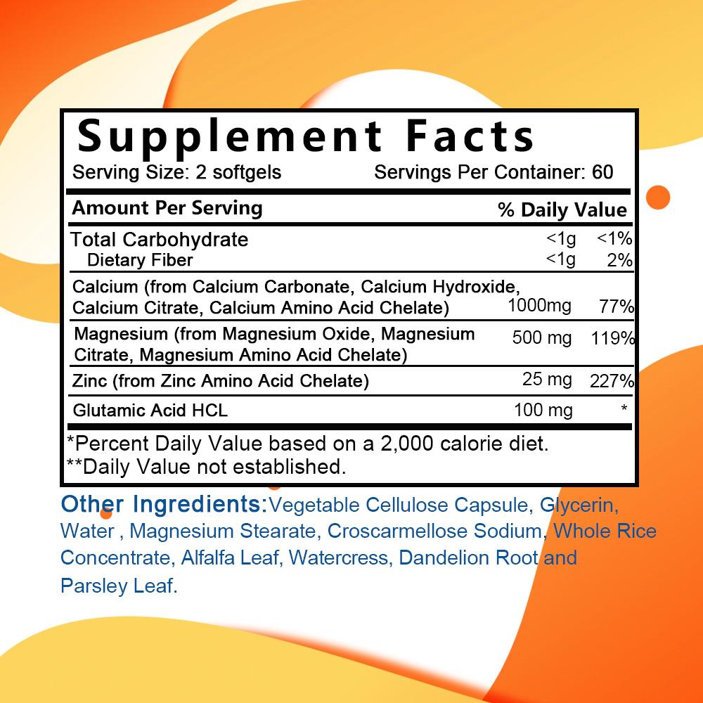 Calcium, magnesium, and zinc help maintain healthy bones, nerves, and the immune system. 120 softgels.
