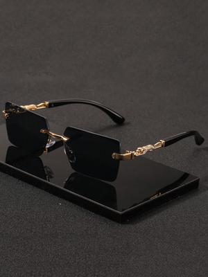Ochelari de Soare Pătrați Noi la Modă cu Decorațiune Personalizată Leopard Fără Ramă și Ochelari de Soare PC cu Margine Tăiată