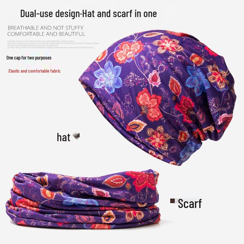 Dámská evropská a americká móda Prodyšná pletená čepice s potiskem a nákrčník