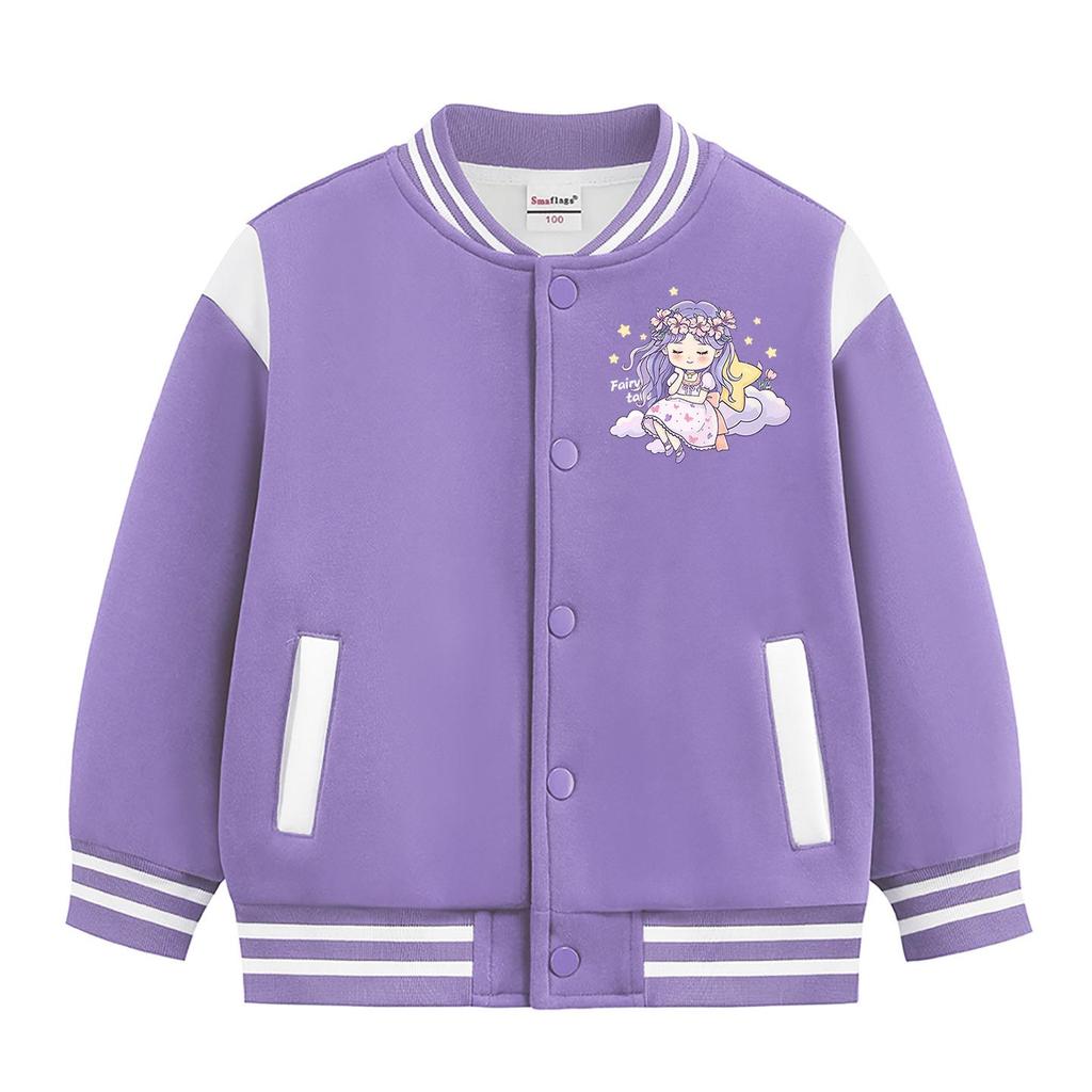 Girls' Fleece-Lined Baseball Jacket for Autumn/Winter 2026 - Thickened, Medium & Large Sizes