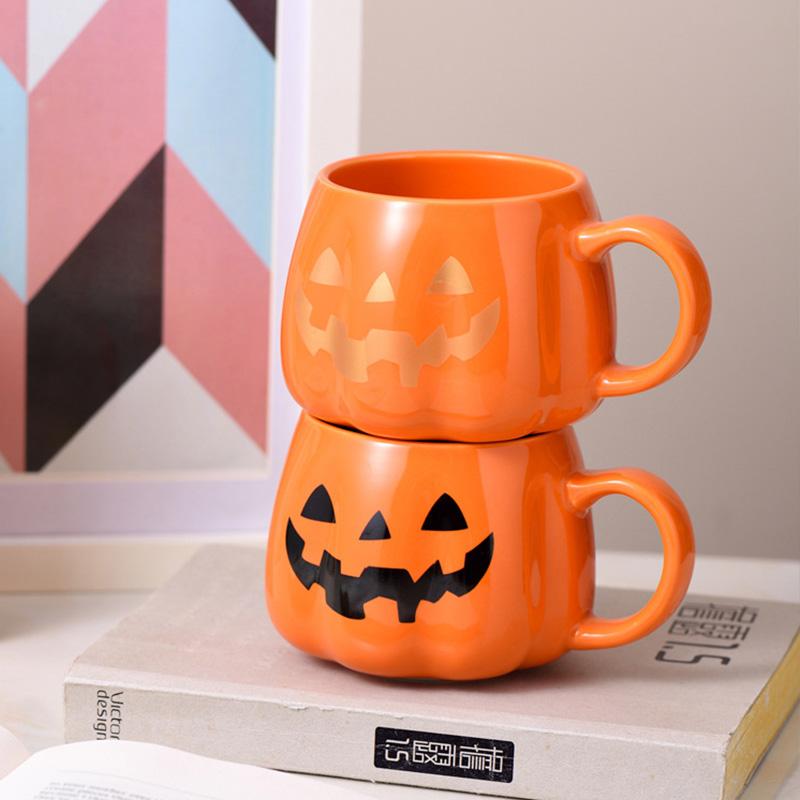 400ML Pumpkin Shape Mugs Halloween Theme Water Cup Milk Coffee Mug for Home Office Creative Festival Gift Decorative Accessories