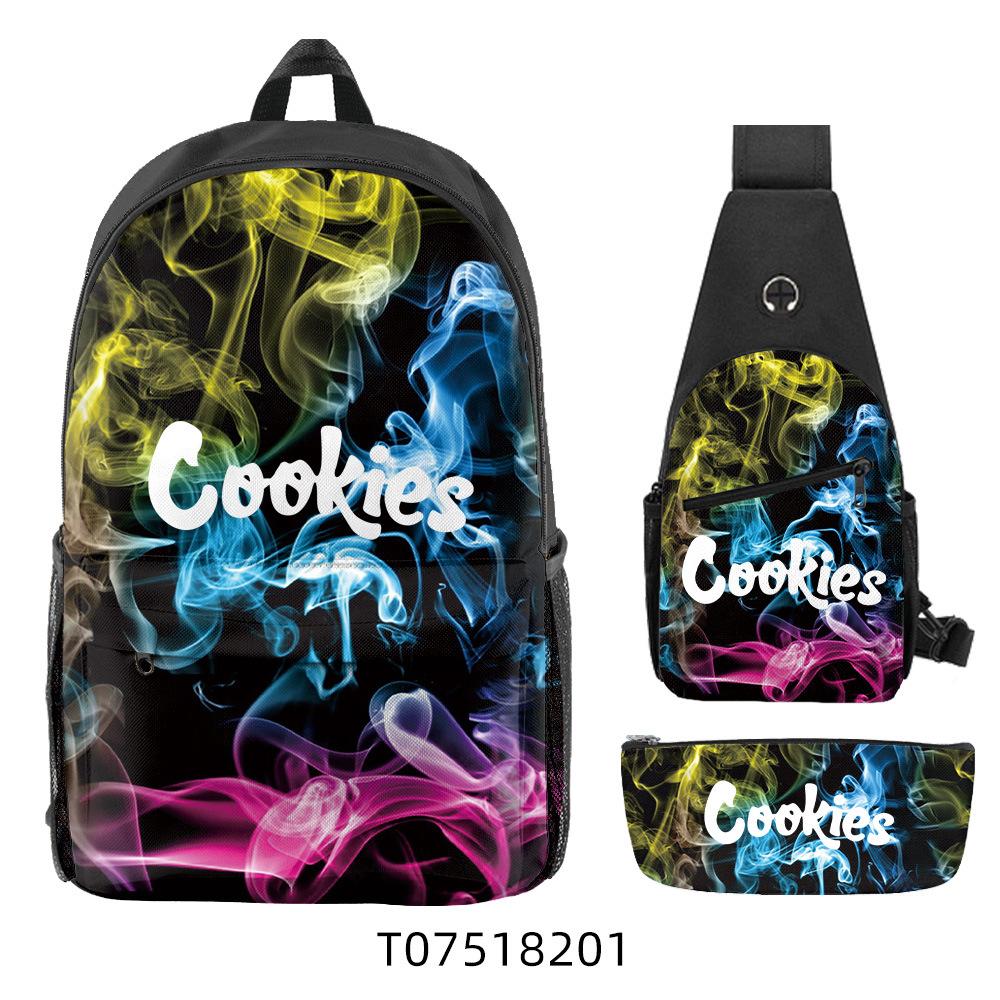 Cook Backpack Student School Bag Lightweight Polyester Backpack Three-Piece Set