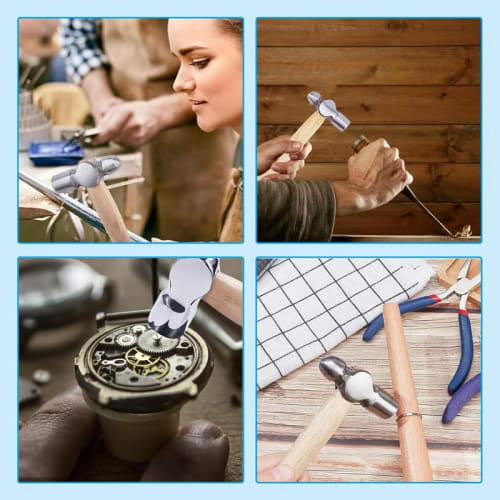 AAGWW Wooden Handle Chrome Plated Hammer, Jewelry Hammer, DIY Handmade Mini Hammer, Goldsmith Hammer, Accessory Making Tool, Watch Repair Tool, Jewele