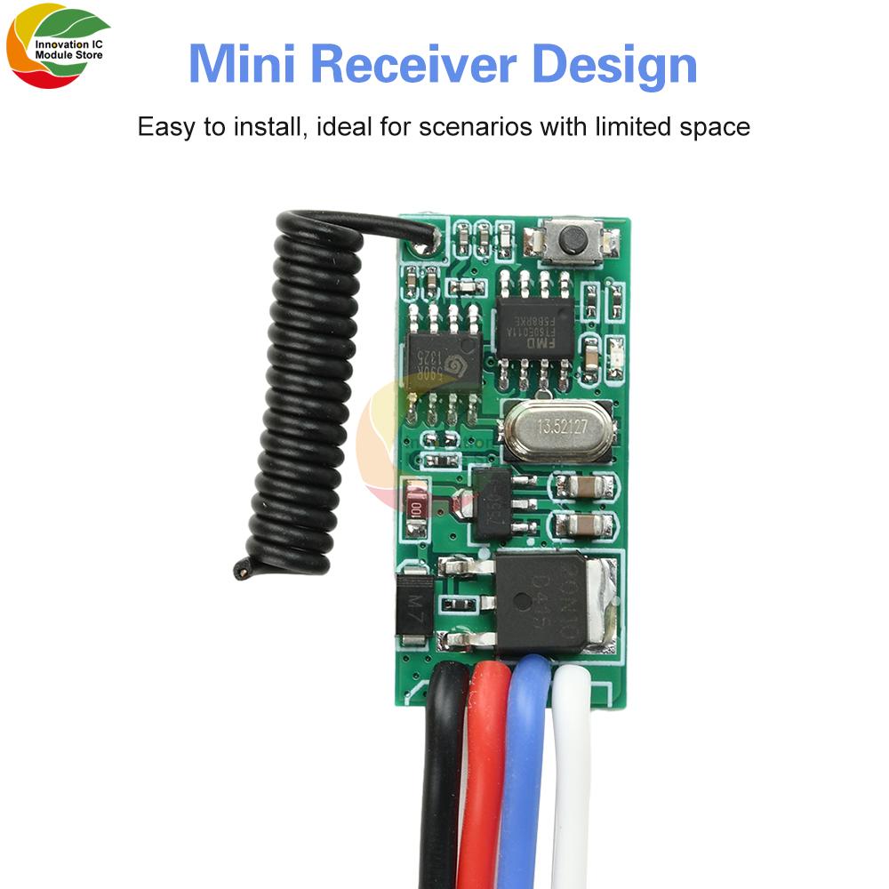 DC 3.6V-24V 2A Mini Remote Switch 12V 24V Mini Receiver LED Access Control Single-Channel Remote Switch 433MHz