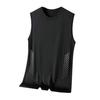 Men Vest Round Neck Sleeveless Breathable Holes Tank Tops Color Block Quick Drying Summer Ice Silk Camisole Fitness Training Activewear