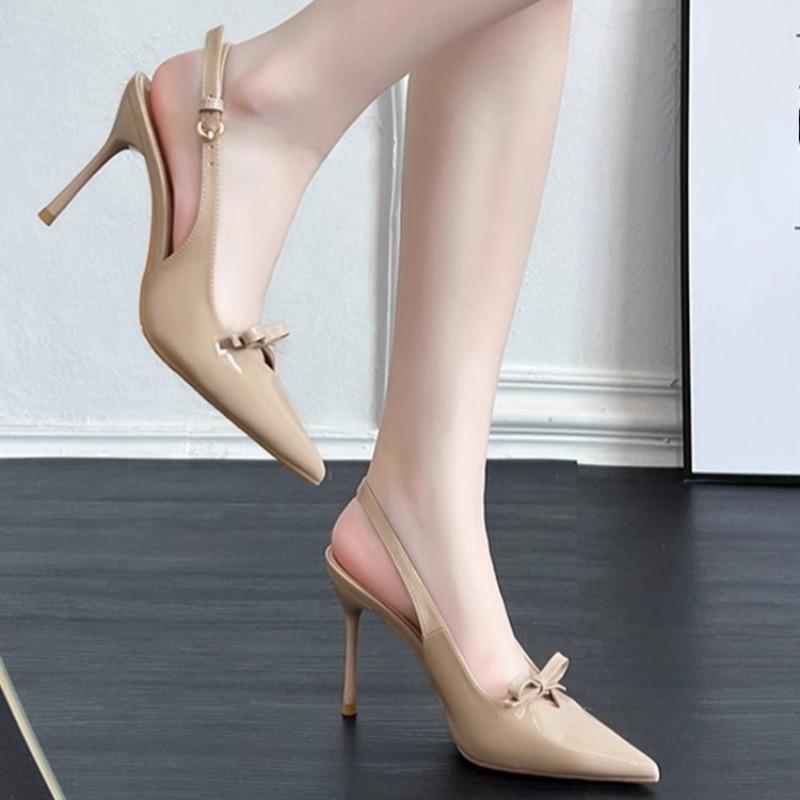 Fashion Women's Fashion Pointy Toe Shallow Mouth Butterfly Knot Line with Non-slip Wear-resistant High-heeled Shoes
