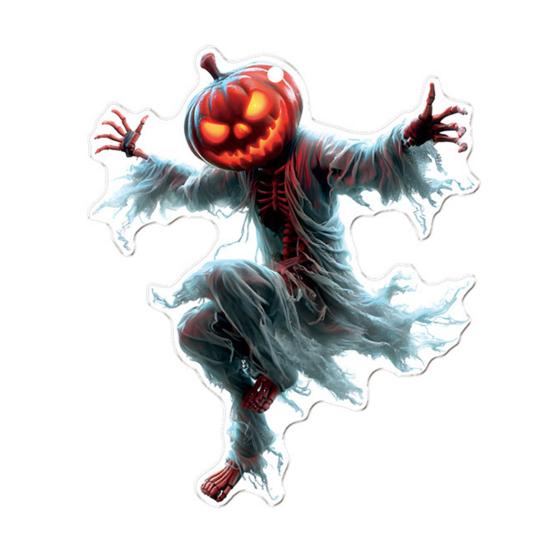 Car Mirror Hanging Accessories Spooky Pumpkin Man 2D Acrylic Rear View Mirror Pendant Flat Auto Interior Halloween Decoration for Car Backpack