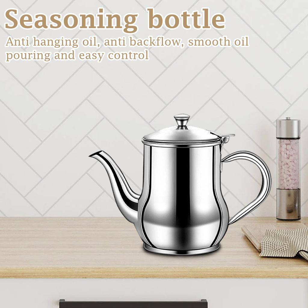 Leak-proof Stainless Steel Oil Dispenser, Thickened Kitchen Oil Canister, Oil Bottle, Seasoning Bottle