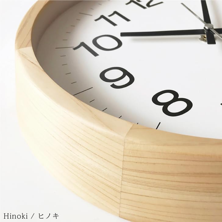 KATOMOKU muku clock 16 Hinoki Wall Continuous Second Diameter km-113HIRC Clock, Hand, 30.6cm (Radio-controlled)