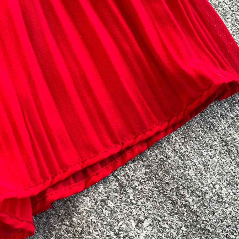 Spring Summer Women Pleated Two Piece Set Elegant V-Neck Draped Chiffon Blouse + High Waist Wide Leg Pants 2Pcs Suit Female New