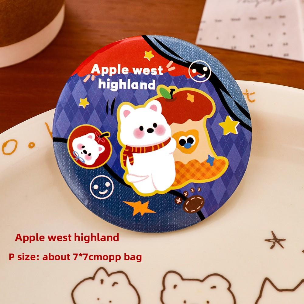 Милое мини-зеркальце Вест-хайленд, студенческое мини-портативное зеркальце для макияжа, мультяшное маленькое круглое зеркальце Apple
