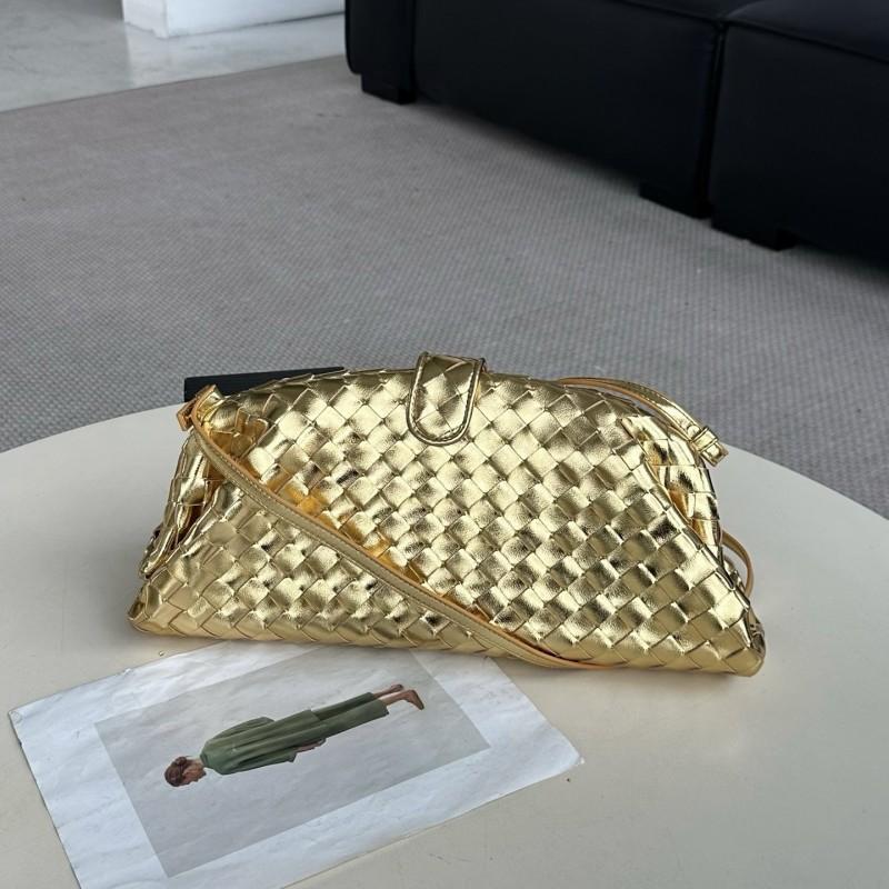 Womens Genuine Leather Cloud Shell Bag Large Capacity Woven Shoulder Clutch Evening