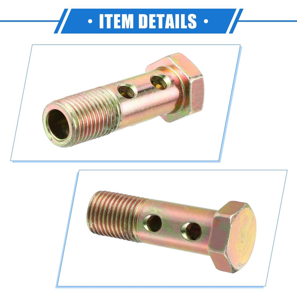 VekAuto Double Banjo Bolt Kit M14x1.5 51mm Length Metric Thread Turbo Brake Line Fitting