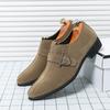Fashion Brand Men's Pointed Suede Loafers Fashionable Korean Style Slip-on  Buckle Leather Shoes Commuting Business Casual Leather Shoes