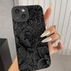 Matte Black Line Flower Sketch Protective Case for Apple 11/15 Pro Max/13