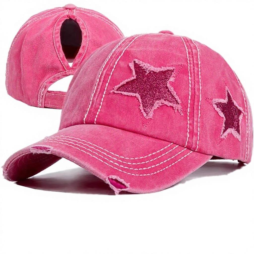 Cross-border PVC Wash Cap Baseball Cowboy Hat Horsetail Broken Hole Five-Pointed Star European American Tide Bend Sunscreen