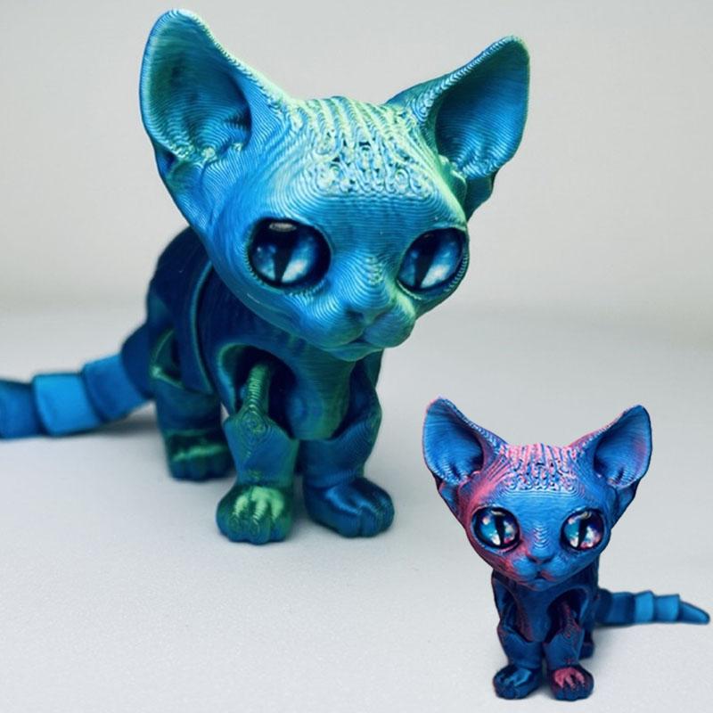 3D Printed Siamese Cat Movable Joint Fidget Toy Stress Relief Decompression Desktop Ornament Kid Figure Toy