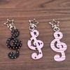 Fashion Vintage Keychain Organizer Retro Polka Dot Striped Music Note Star Bag Charm Cute Ins Keyring Holder Cute Funky Gift