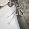 Star Rivet Pearl Beadeds Keychain Metal Peach Heart Key Ring Fashion Chain Bag Pendant  Decoration