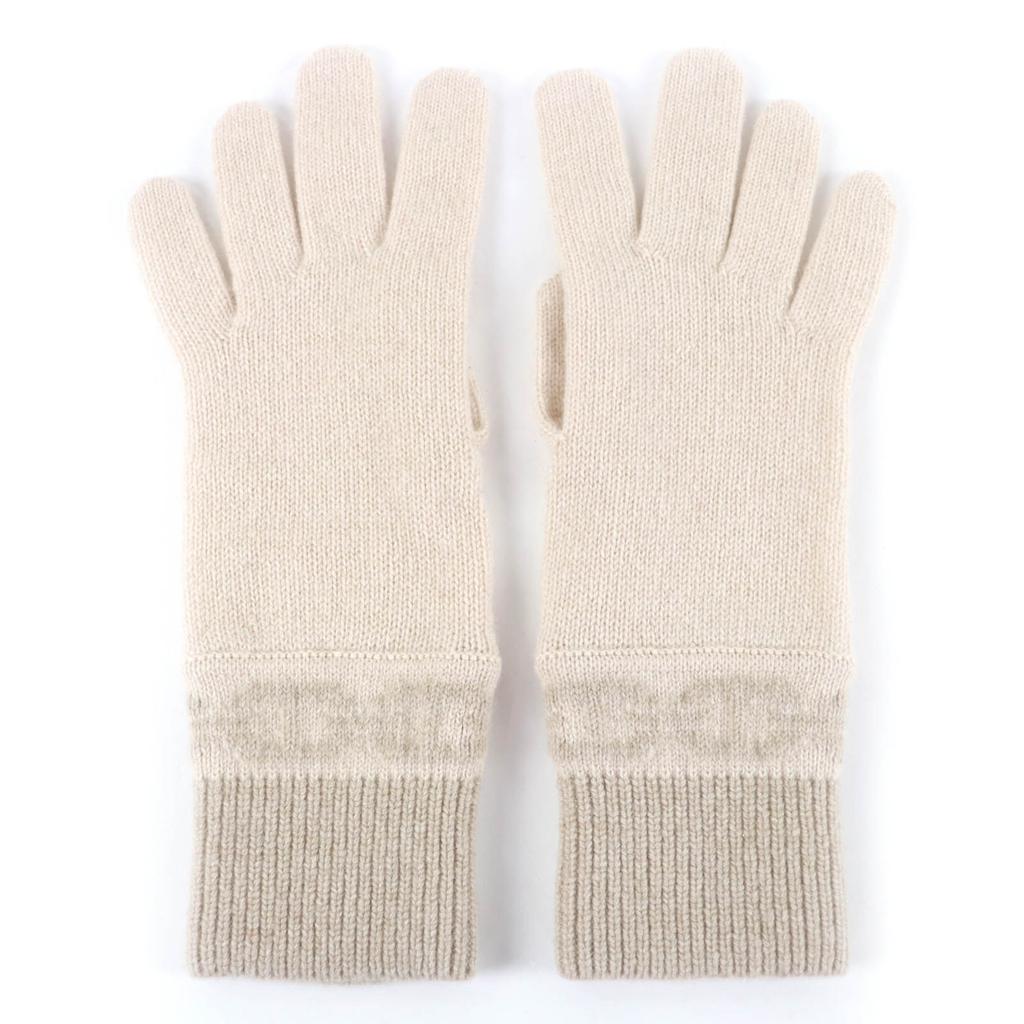 Excellent HERMES gloves Haven Chaine d'Ancre Knit Gloves beige cashmere Women S Used