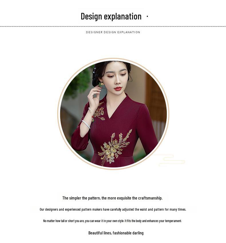 Elegantné čínské šaty Cheongsam pre matku nevesty: 2025 Štíhle spoločenské šaty na svadobnú hostinu