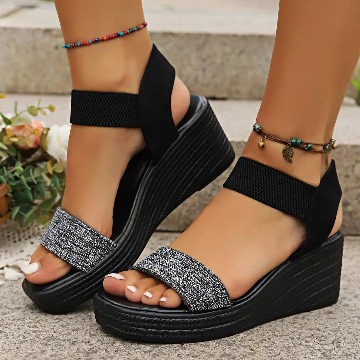 

Fashion Summer Wedges Women s Sandals Fashion One Word Strap Sandals for Women Casual Open Toe Shoes Ladies Platform High Heel Sandalias 36