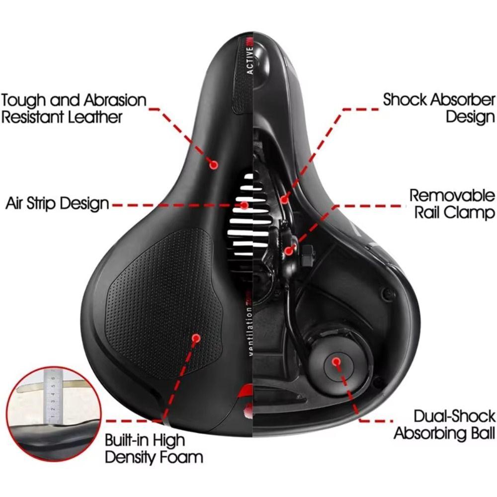Breathable Hollow Bicycle Saddle Comfortable Shock Absorbing Bike Seat Cushion Safety Warning Cycling Replacement Saddle
