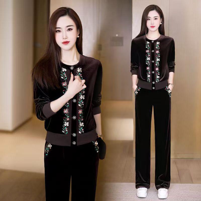 

Женский весенне-осенний модный свободный комплект из двух частей, стройнящий фигуру - Новый дизайн с темпераментом XXL кофейный