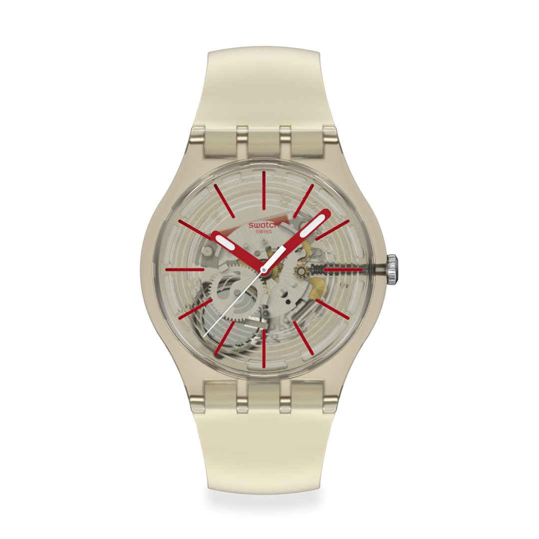 Swatch NEW GENT BIOSOURCED REVEALED IN THE SAND Beige Watch, SO29K119, Unisex, бежевый