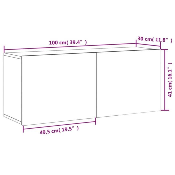 VidaXL Meuble TV mural gris béton 100x30x41 cm 836969