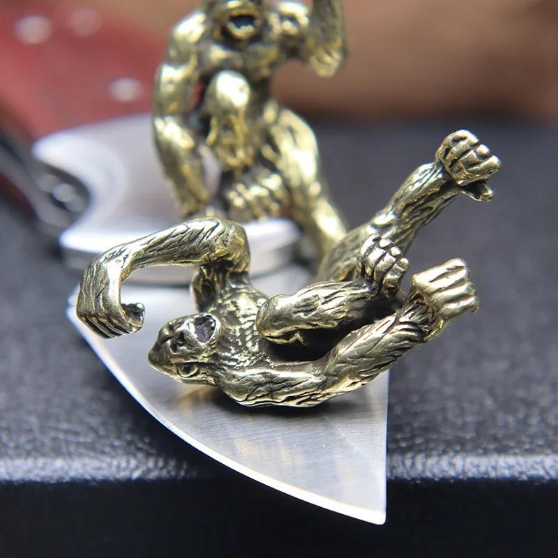 Animal Gorilla Brass Knife Beads Orangutan Paracord Bracelet Umbrella Rope Outdoor Survival Tool DIY Lanyard Pendant Accessories