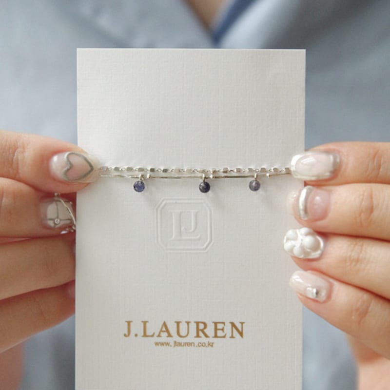 

J.Lauren Iolite Natural Stone Silver Ball Bracelet B0991 single type