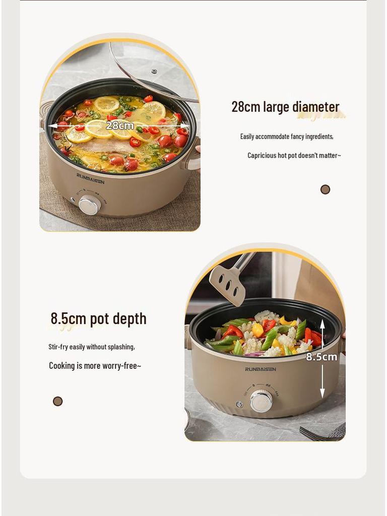 Multifunctional Electric Cooking Pot: Large Capacity Hot Pot, Non-Stick Frying Pan, Steamer - Ideal for Dormitories and Households