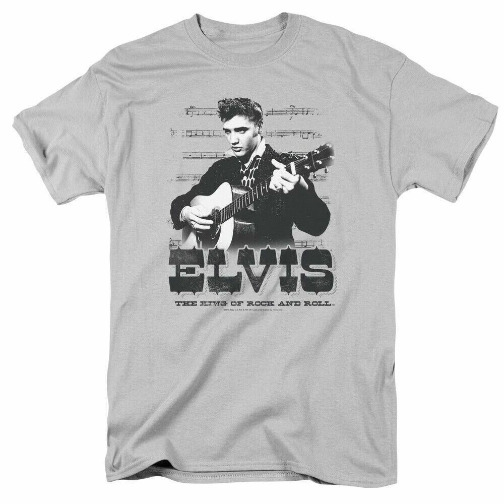 Elvis Presley The King Of T Shirt Mens Licensed The King Tee Silver S